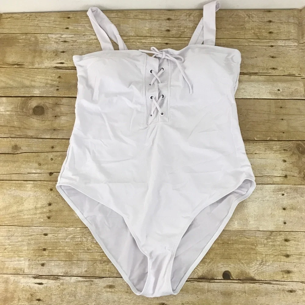 Zaful White Lace up 1 pc‎ Swimsuit NEW